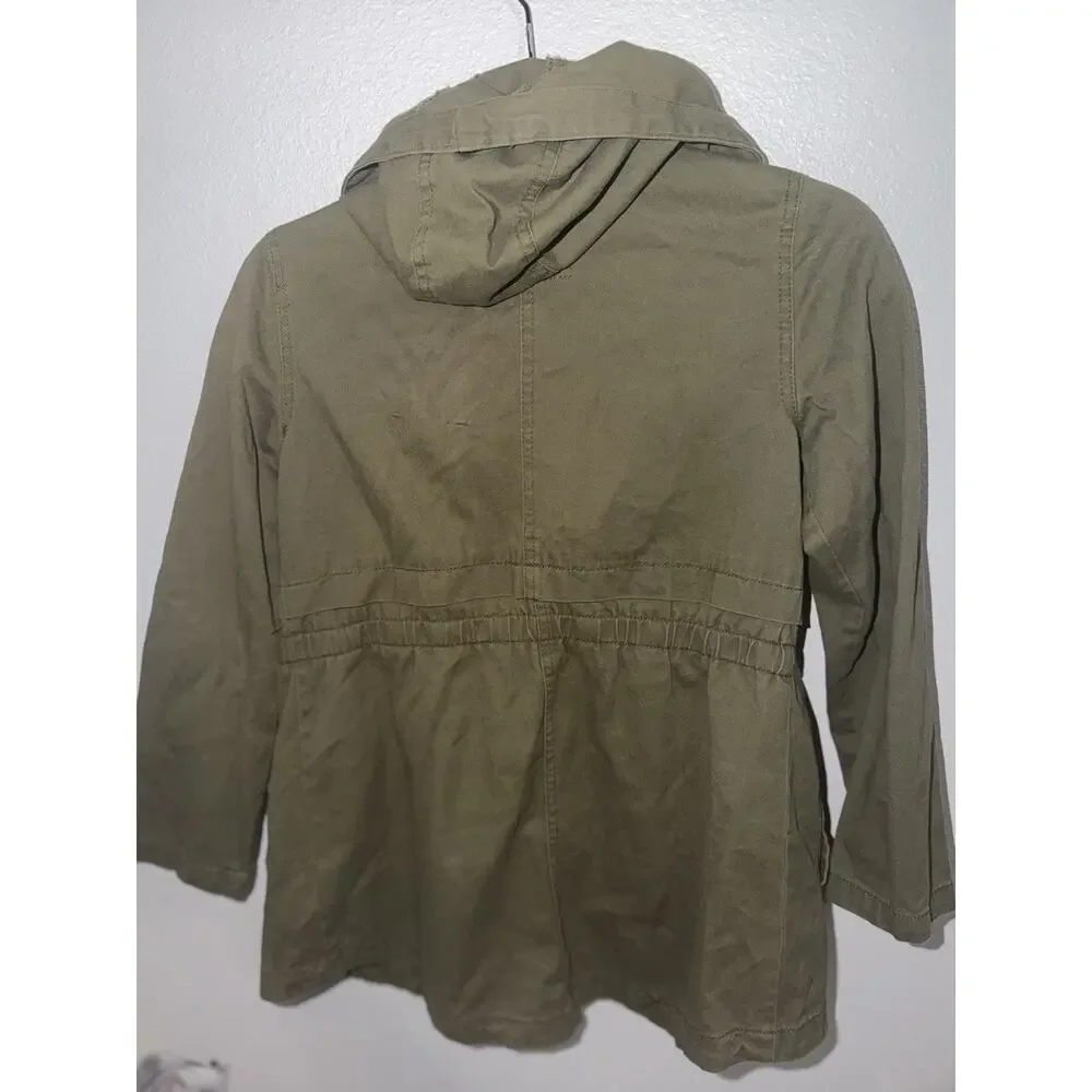 C&C California Girls Jacket Size 12 Olive Green Fall Utility Pockets HRD